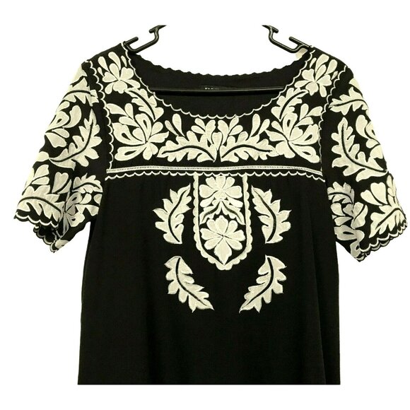 Anthropologie KAS New York Black White Laser Cut Short Sleeve Shift Dress Sz 4 - Picture 3 of 6